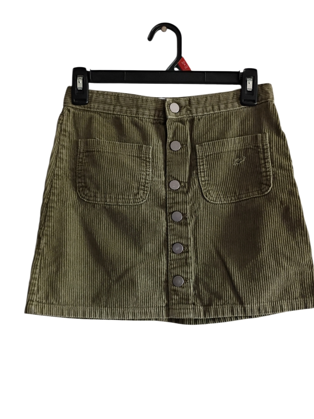 Children's Place Olive Green Corduroy Mini Skirt with Front Buttons